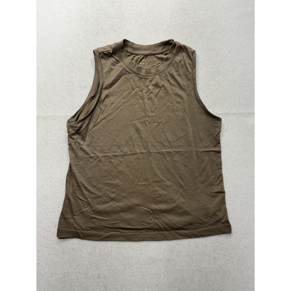 A New Day Tank Top Womens Medium Brown Crew Neck Cotton Jersey Basic VN1042782